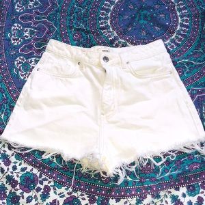 White jean shorts
